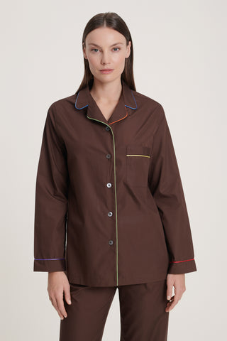 Rainbow Cotton Pajama Set - Chocolate Brown