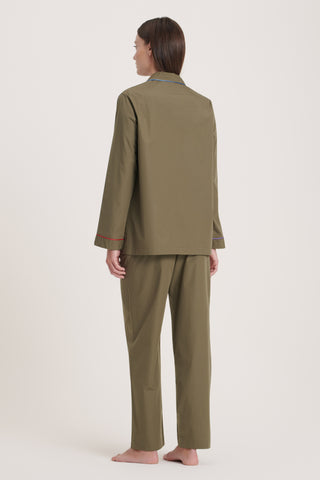 Rainbow Cotton Pajama Set - Olive Green