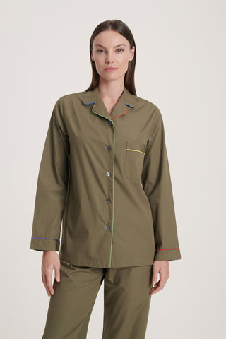 Rainbow Cotton Pajama Set - Olive Green