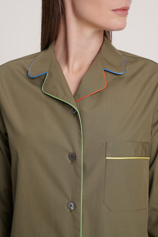 Rainbow Cotton Pajama Set - Olive Green