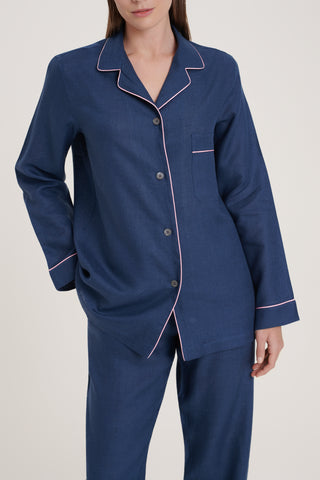 Pure Linen Pajama Set - Denim Blue