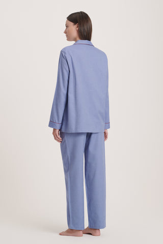 Premium Cotton Flannel Pajama Set - Denim Blue