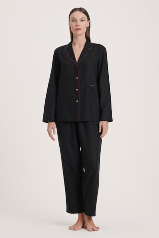 Linen-Bamboo Pajama Set - Jet Black