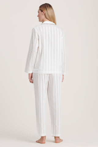 Cotton Satin Stripe Pajama Set - Panna